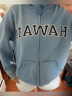 Hawaii Light Blue Hoodie with Navy